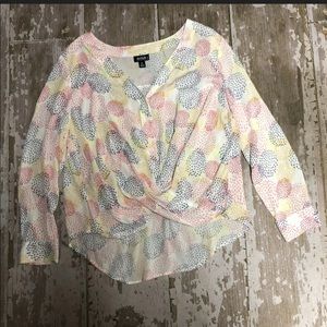 a.n.a. a new approach Dot Pattern Blouse Petite L